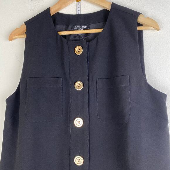 NWT J. Crew Button Front Shift Dress Size M Black Drapey Crepe - Picture 8 of 13